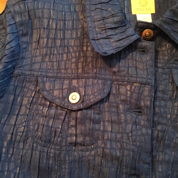 Ruby Rd Blue Textured Jacket - Picture 4 of 5